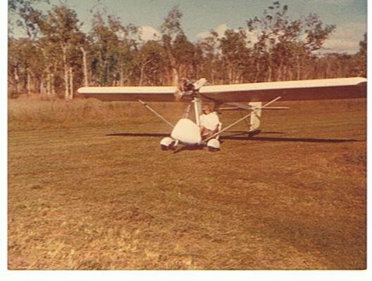 Jack Stuart, one of the original FNQUA club member,in his Jakaroo! Jack also owned and flew a Winton Grasshopper, Scout, and his last aquisition,a  tw