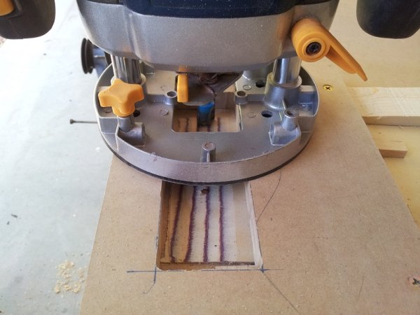 Router in Jig over machined scarf