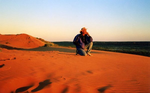 George Kidner on Big red (large sand dune) late afternoon during trip to Lake Ayre.