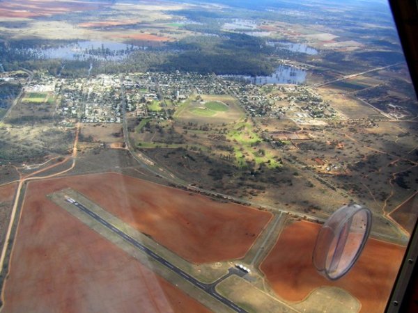 Balranald with flood waters still receding.