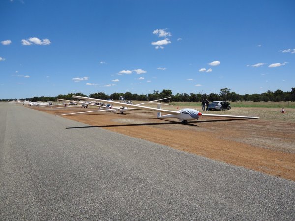 The grid getting ready for launch on runway 10.