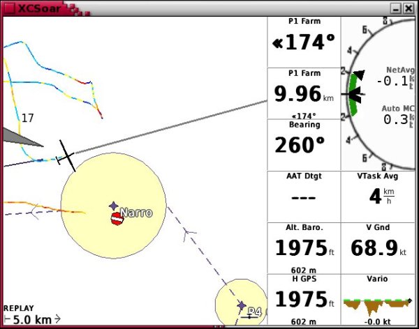 Portion of my last check flight. The two red sections in the mid upper center of the display (one with a hard course reversal) are me spinning the air